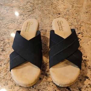 Sketchers cork wedge sandals size 9